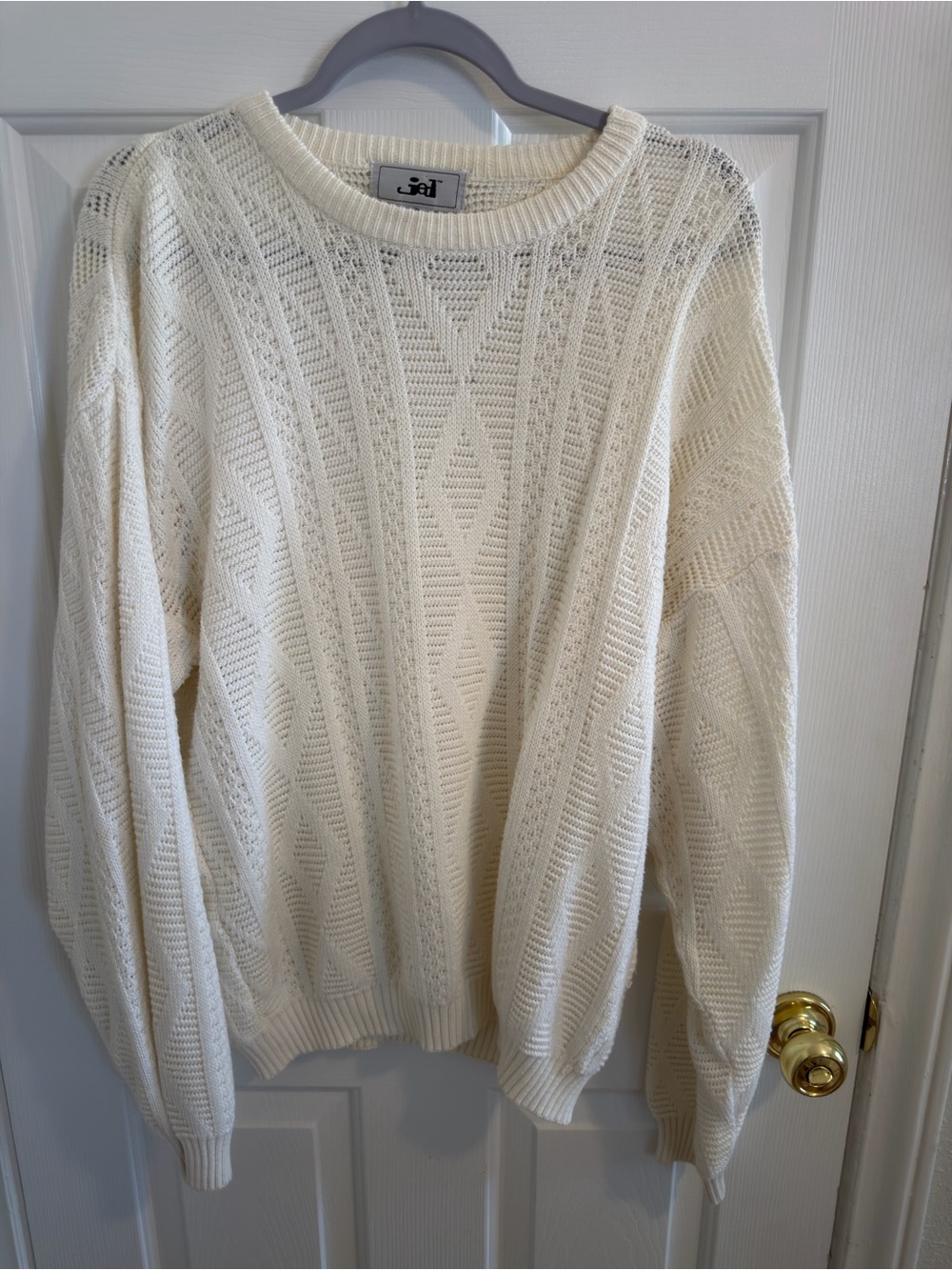 Jed North Cream Open-Knit Crewneck Sweater